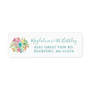Étiquette Adresse de retour pour les 60 ans Floral d'été