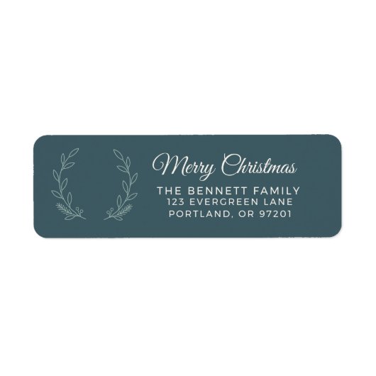 Étiquette Adresse de Retour pour Noël Olive Vert Profond (Devant)