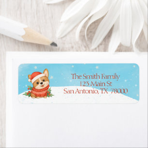 Étiquette Adresse de retour pour un Noël avec un Corgi migno
