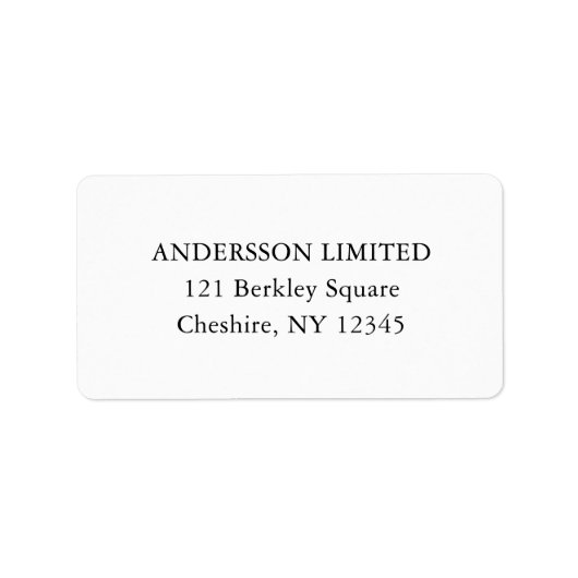 Étiquette Adresse de retour professionnelle minimale (Devant)