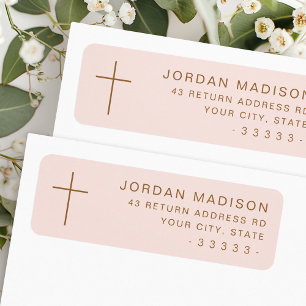 Étiquette Adresse de retour rose blush minimaliste