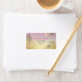 Étiquette Adresse de retour rose et or (En situation)