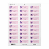 Étiquette Adresse de retour rose papillon (Feuille entière)