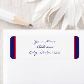 Étiquette Adresse de retour Rouge blanc et bleu (En situation)