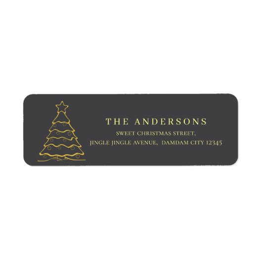 Étiquette adresse de retour sapin de Noël or simpl (Devant)