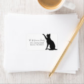 Étiquette Adresse de retour silhouette de chat noir (En situation)