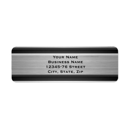 Étiquette Adresse de retour Silver and Black Metal Look (Devant)