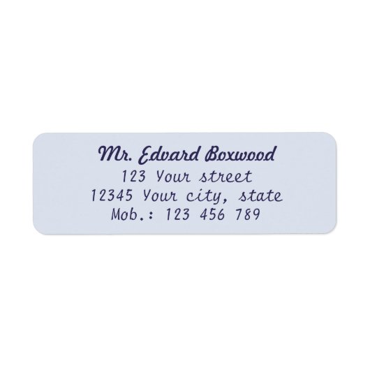 Étiquette Adresse de retour simple bleu (Devant)