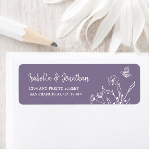 Étiquette Adresse de retour simple florale mauve