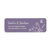 Étiquette Adresse de retour simple florale mauve (Devant)