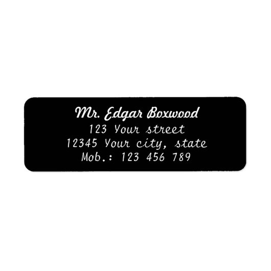 Étiquette Adresse de retour simple noir (Devant)