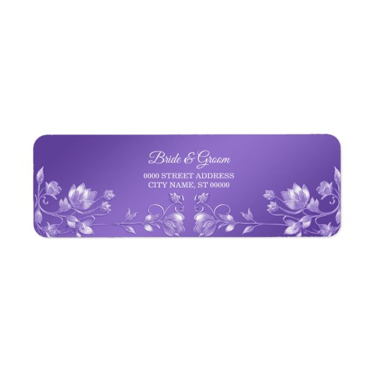 Étiquette Adresse de retour stylée de fleurs violettes (Devant)