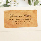 Étiquette Adresse de retour sur papier ancien taché de vinta