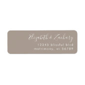 Étiquette Adresse de retour Taupe Script Moderne (Devant)