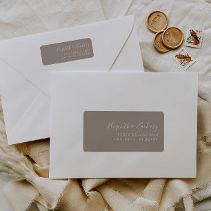 Étiquette Adresse de retour Taupe Script Moderne
