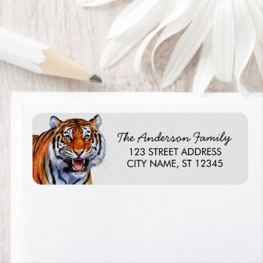Étiquette Adresse de retour tigre (En situation)