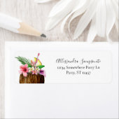 Étiquette Adresse de retour Tropical Hawaiian Floral & Cocon (En situation)