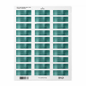 Étiquette Adresse de retour Turquoise en métal brossé chic (Feuille entière)