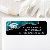 Étiquette Adresse de retour turquoise Gold Graduation (En situation)