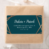 Étiquette Adresse de retour Turquoise or géométrique (En situation)