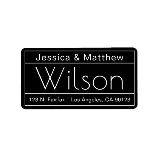 Étiquette Adresse de retour unique en noir et blanc moderne (Devant)
