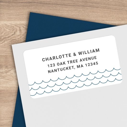 Étiquette Adresse de Retour Vagues Bleues