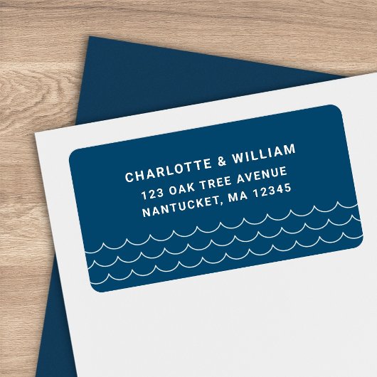 Étiquette Adresse de Retour Vagues Bleues