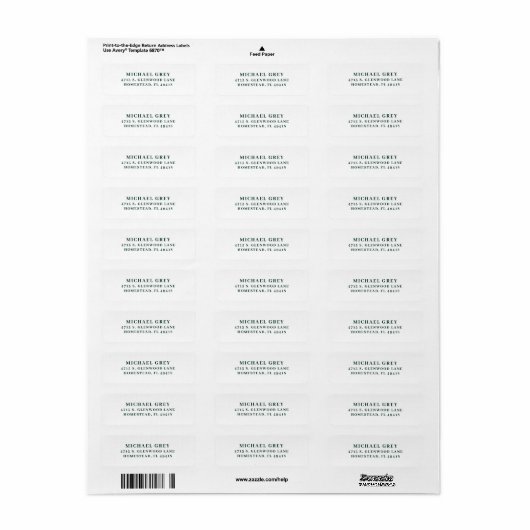 Étiquette Adresse de retour vert foncé classique moderne (Feuille entière)