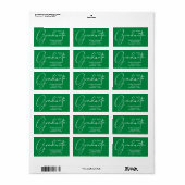Étiquette Adresse de retour verte du script de graduation (Feuille entière)