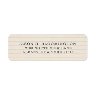 Étiquette Adresse de retour vintage du Typestyle de papier