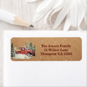 Étiquette Adresse de retour vintage Red Truck (En situation)