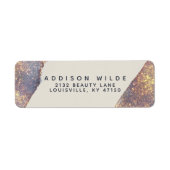 Étiquette Adresse de Retour Violet Or Iridescent Glam Glitte (Devant)