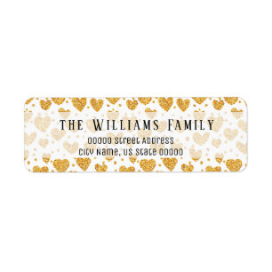 Étiquette Adresse de return personnalisée de Gold Glitter He