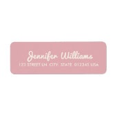 Étiquette Adresse de script moderne rose poussiéreux (Devant)