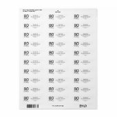 Étiquette Adresse de script noir et blanc minimal pour le 80 (Feuille entière)