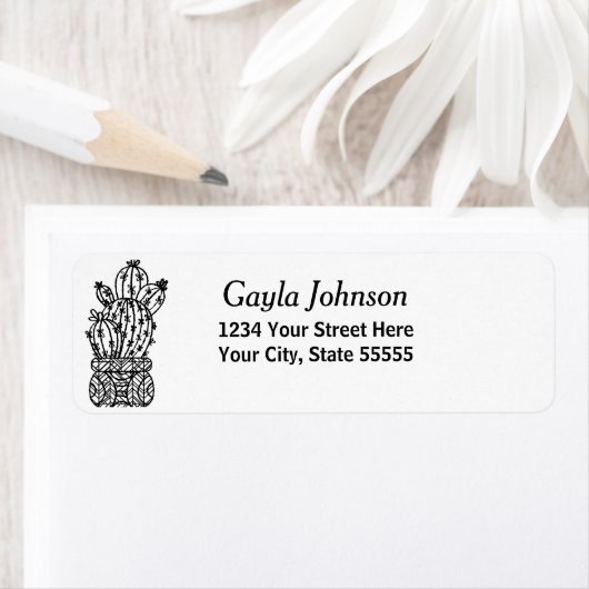 Étiquette Adresse de script personnalisé noir blanc moderne (En situation)