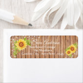 Étiquette Adresse de tournesol floral jaune rustique (En situation)