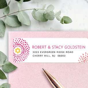 Étiquette Adresse de type explosion d'étoile rose vif pour B