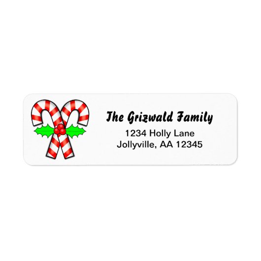 Étiquette Adresse de vacances de Noël Candy Cane (Devant)
