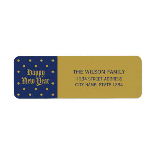 Étiquette Adresse décorative classique bleue de bonne année