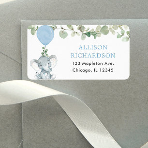 Étiquette Adresse des ballons de verdure bleu éléphant