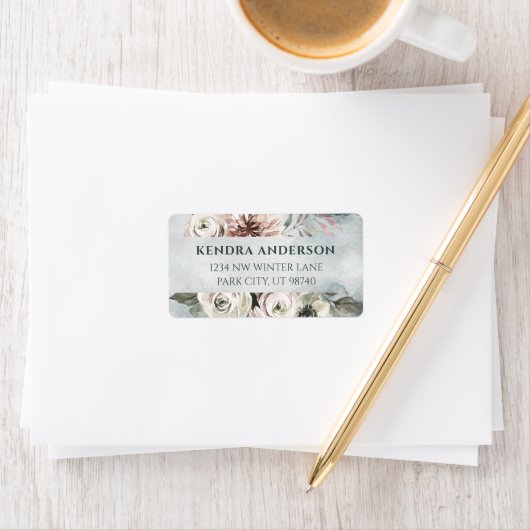 Étiquette Adresse des fleurs d'aquarelle (En situation)