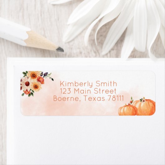 Étiquette Adresse des fleurs d'aquarelle d'automne (En situation)