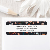 Étiquette Adresse des fleurs noires scandinaves (En situation)