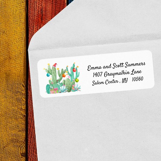 Étiquette Adresse Désert Sud-Ouest Cactus Cactées Noël
