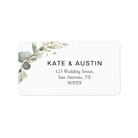 Étiquette adresse d'eucalyptus aquarelle (Devant)