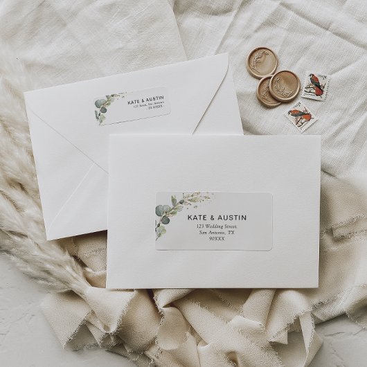 Étiquette adresse d'eucalyptus aquarelle