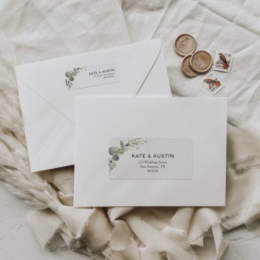 Étiquette adresse d'eucalyptus aquarelle