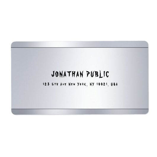 Étiquette Adresse d'expédition minimaliste argentée moderne (Devant)