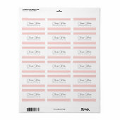 Étiquette Adresse d'expédition Nom Typographie Rose Blanc (Feuille entière)